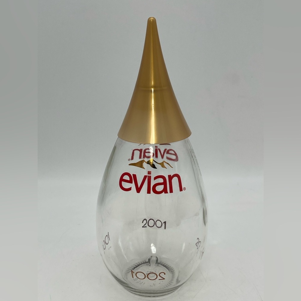 EVIAN Water Bottle 2001 Limited Edition Gold cap Rare Collectible - Empty |